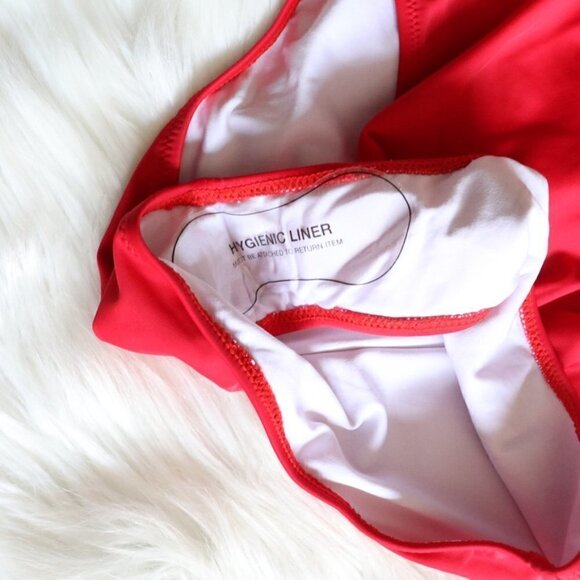 NEW Red Strappy Sexy Lace Up One Piece Swimsuit Size Medium - Picture 5 of 9